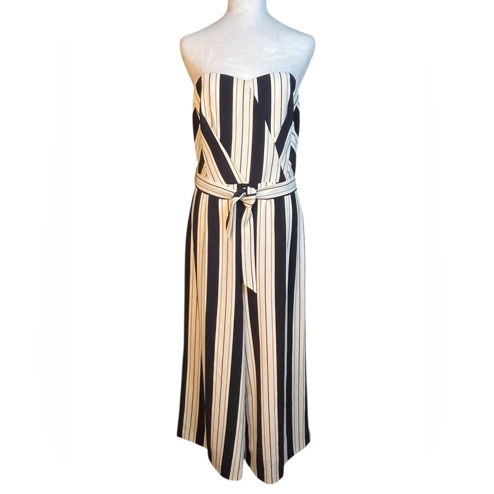 H&M STRAPLESS STRIPED WIDE LEG CULOTTES JUMPSUIT WOMEN’S Size 14